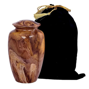 Creative Metal Aluminium Cremation Urn with Brown Earthy Design <b>Memorial</b> Ashes <b>Keepsake</b> for Funerals Economically Priced - Product Image 4
