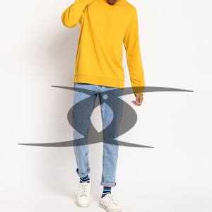 Sweat-shirt thermique jaune à logo personnalisé unisexe Pull à col rond pour hommes pour l'hiver Options de personnalisation de sweat-shirt blanc uni - Product Image 6