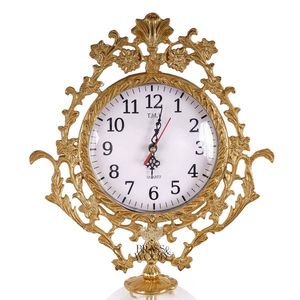 Luxury golden brass decorative <b>clock</b> with elegant <b>vintage</b> design handcrafted ornate centerpiece for classic home decor - Product Image 2