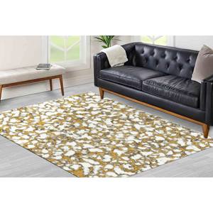 White and Gold Marble <b>Rug</b>: Shimmery Contemporary Accent <b>Rug</b>,<b>Chenille</b> <b>Rug</b> - Product Image 2