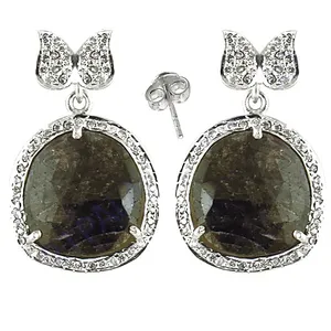 Boucles d'oreilles pendantes en argent 925 pour femmes, zircon, diamant, pierre précieuse, bijoux de mariage, plaqué or, design tendance - Product Image 2