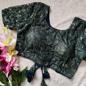 À la mode Attrayant Fantaisie Designer Outfit Vente Chaude Dernière Georgette Lourde Chemisier Avec Séquence Travail Fournisseur De L'Inde - Product Image 3