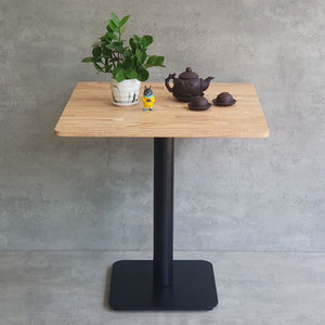Minimalist <b>Wood</b> <b>Top</b> Dining <b>Table</b> with Square Iron Base 70cm Square Assembled for Kitchen Use-CFD68151 - Product Image 2