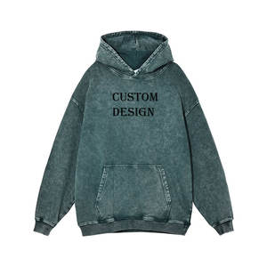 2025 Vintage Acid Wash 100% Cotton Pullover Hoodie para hombres Streetwear Impresión digital bordada de gran tamaño para la temporada de invierno - Product Image 3