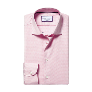 Elegante Rosa 100% algodón camisa Casual elegante semi-recortado cuello soporte Dobby tela no hierro cinturón elástico para hombres primavera - Product Image 3