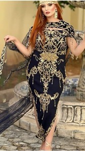 NEW-ELEGANT-EMBROIDERY on BLACK-<b>JACKET</b>-KARAKOU-DRESS WITH Embellished Crystal Glass Beads,stone,Dabka Work for <b>Wedding</b>=2024 - Product Image 2