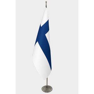 Official Finland Indoor <b>Flag</b> Digital Printed Desk <b>Flag</b> Aluminum <b>Pole</b> Durable Polyester Silk Plastic Automotive Insurance Display - Product Image 1