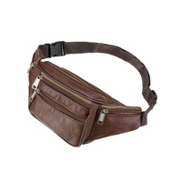 Sac banane élégant en cuir véritable avec fermeture à rabat, imperméable, accessoire unisexe pour l'extérieur