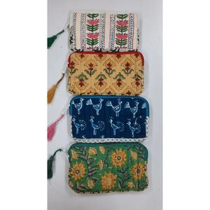 Handmade Ladies Coin Pouches and <b>Wallets</b> Quilted Fabric with Zippered Closure Floral Pattern Mini <b>Small</b> Sizes for Daily Use - Product Image 5
