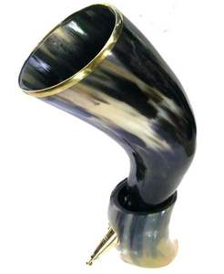 Authentic Viking <b>500ml</b> Ceramic Drinking Horn Iron Stand Food-Safe Best Quality <b>Mugs</b> for Christmas Occasions Leak-Free Guarantee - Product Image 1