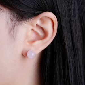 Pendientes de Moda Jeulia con Cuarzo Rosa Natural Redondo para Sanación Emocional - Product Image 4