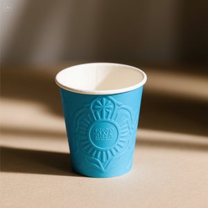 Taza de papel azul ecológica con diseño en relieve blanco 22 oz 100 paquetes desechables y elegantes - Product Image 3