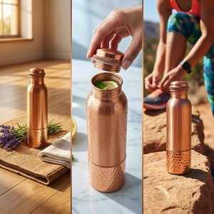 Bouteille d'eau en cuivre de qualité supérieure, conçue pour une hydratation élégante, un usage quotidien, des cadeaux, la vente au détail et la vente en gros. - Product Image 6