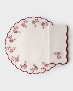 Luxury embroidered linen table <b>placemats</b> for wedding parties and holiday dining room <b>settings</b> with rustic charm - Product Image 1