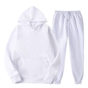 Nouveau hommes femmes survêtement décontracté couleur unie épais pull et pantalon Long 2 pièces ensemble sweats à capuche hommes automne polaire survêtement costume de sport - Product Image 2