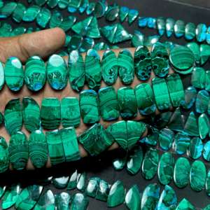 Top Great Natural Chrysocolle & Malachite Pair Green Agate Cabochon Lot assorti pour la fabrication de bijoux et la guérison des pierres polies - Product Image 4