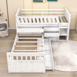 Lineage Corporation Lit superposé double en bois massif avec sept tiroirs Cinq tiroirs supplémentaires pour un rangement efficace dans la chambre à coucher - Product Image 4