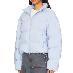 Veste matelassée courte en duvet brillant pour femmes, logo personnalisé, faible MOQ, chaude, pour l'extérieur, veste bomber matelassée isolée - Product Image 6