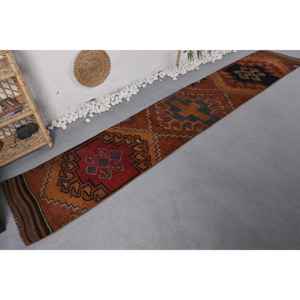 <b>Vintage</b> Brown Black Rustic Wool Patchwork <b>Rug</b> 2 X 11 ft Plush Polyester for Teen Living Room Bedroom Rectangle Hallway Latex - Product Image 2