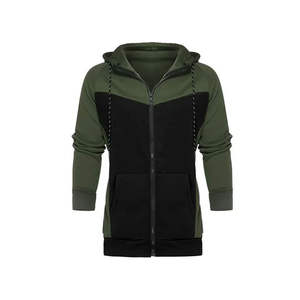 Conjunto Deportivo Verde Oliva Liso para Hombre, Sudadera con Capucha y Pantalones Deportivos con Panel Negro, Felpa de Algodón, Ropa de Calle de Invierno, Moda al por Mayor - Product Image 4