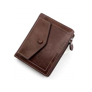 Carteras pequeñas con bolsillo y cremallera para hombre, nuevo diseño de cuero genuino con decoración de cadenas, monedero corto de marca para hombres y mujeres - Product Image 3
