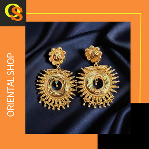 Comprar conjunto de pendientes con diseño de lujo de 22 quilates chapado en oro estilo Jhumka pendientes joyería para mujer desgaste por exportadores - Product Image 3