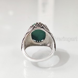 Anillo de Plata de Ley 925 con Malaquita Verde Natural para Hombre, Anillo de Piedra de Nacimiento, Todas las Tallas, Regalo de Navidad Árabe, Venta al por Mayor - Product Image 6