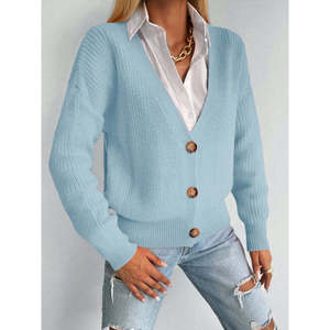 Blusa de punto con detalle de botón, 11783 - Azul - Product Image 5