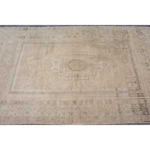 3.7x6.3 ft Vintage Turkish Rug, Accent Rug, <b>Brown</b> <b>Wool</b> Rug - Product Image 4