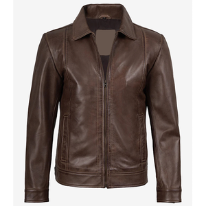 แจ็คเก็ตหนังวัวแท้สีดำสุดฮิตปี 2026 สำหรับผู้ชาย คุณภาพสูง MOQ ต่ำ ไซส์ใหญ่ แฟชั่นฤดูหนาว แจ็คเก็ตอุ่นๆ - Product Image 1