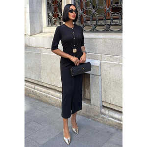 Vestido Midi Ajustado con Detalle de Cinturón 2909, Silueta Cómoda - Product Image 3