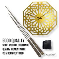 Jam Dinding Modern Ruang Tamu Quartz Art Deco Baja/Kayu 60cm Unik Persegi Mandala Geometri Gaya Antik Dekor Jarum