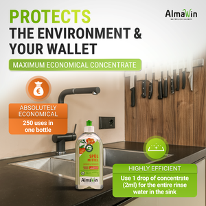 Almawin น้ำยาล้างจานยี่ห้อออร์แกนิคซีบัคธอร์นกลิ่นส้มแมนดาริน500มล. น้ำยาล้างจานทรงพลังผงซักฟอกออร์แกนิก - Product Image 3