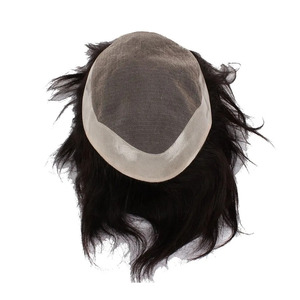 Prótesis de cabello humano al por mayor duradera integrada PU pelo indio encaje tupé Base estilo recto Peluca de cabello humano Remy australiano - Product Image 5