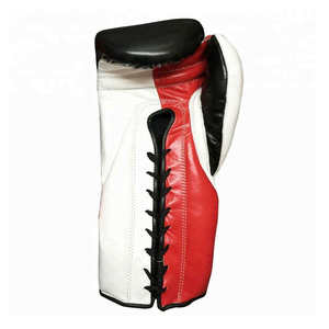 Gants de boxe de haute qualité 10 oz en cuir de vachette Muay Thai Kickboxing & MMA gants d'entraînement de sparring conception à lacets - Product Image 2