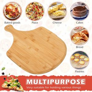 6 uds. Tabla de cortar de paleta de cáscara de Pizza de bambú con mango cómodo para cortar panes de Pizza queso fruta - Product Image 4