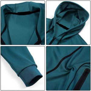 Ropa deportiva elegante para hombre de talla grande de invierno con logotipo personalizado, conjunto de chándal para correr con capucha de 2 piezas y bolsillo con cremallera, oferta informal - Product Image 3