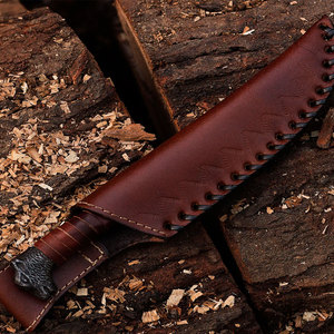มีดไวกิ้งเหล็กกล้าคาร์บอนทำด้วยมือพร้อมด้ามจับปลอมและปลอกหนังชั้นดีมีดล่าสัตว์ยุคกลาง - Product Image 5