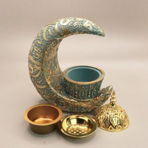 Quemador Bakhoor de oro Mabkhara de tema clásico, tarro Bakhoor hecho a mano, quemador árabe para Oud Ramadan, accesorios de decoración - Product Image 6