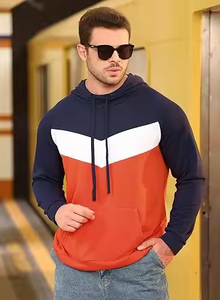 Hoodies Color Block Sweat à capuche à manches longues pour hommes Sweat-shirt élégant avec poche kangourou Idéal pour une tenue décontractée Confort toute la journée - Product Image 4