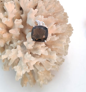 สร้อยคอเงินสเตอริ925ชั่วนิรันดร์พร้อมพลอยควอตซ์สโมควอตซ์ทำด้วยมือชุดเพชรอัญมณีเบาะตั้งขอบขายส่ง - Product Image 3