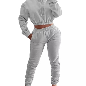 Latest New Custom Logo Stacked Joggers Sweatpants and Hoodie <b>Set</b> Womens Sweatsuit Tracksuit 2 Piece <b>Set</b> - Product Image 5