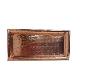 Tournage martelé à la main placage de cuivre pur plateau de nourriture de mariage plateau de service en métal service de filature - Product Image 1