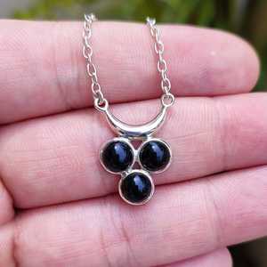 Handmade 925 Solid Sterling Silver Pendant <b>Locket</b> Chain Necklace with Black Onyx Boho Style Moon Shape Women's Gift - Product Image 1