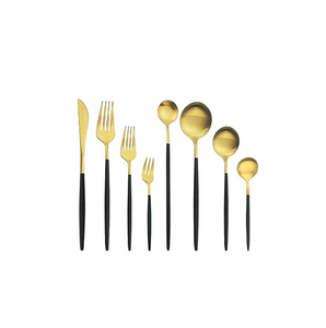 Couverts en acier inoxydable miroir brillant ensemble de couverts de mariage fourchette couteau et cuillère ensemble de poignée pvd - Product Image 3