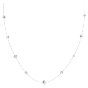 Versatile Round Cut Lab Grown <b>Diamond</b> Strandage <b>Necklace</b> in <b>Silver</b> Double Sided Motif Long Chain for Layering or Gifting - Product Image 4