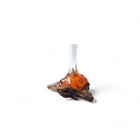 Vente en gros Vase en verre fondu en forme de support en bois flotté naturel Bol en verre fondu pour décoration d'aquarium