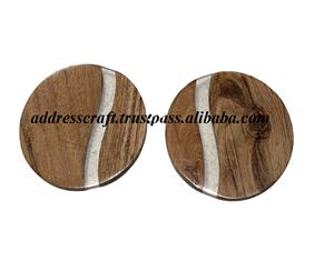 Juego de posavasos de madera de Acacia y resina de forma redonda de estilo Vintage personalizado, utensilios de cocina para el hogar, decoración de mesa de fiesta de cumpleaños usada - Product Image 1