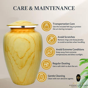 โกศหินอ่อนสีเหลืองลายพิมพ์สไตล์ยุโรปสำหรับบรรจุอัฐิคน ทนทาน คุณภาพพรีเมียม เป็นมิตรกับสิ่งแวดล้อม และปรับแต่งได้ - Product Image 6