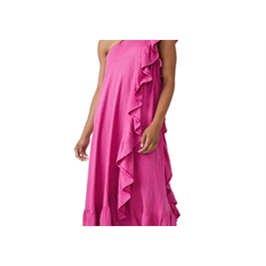 Abito in cotone monospalla Free People Elisa XS rosa con volant, elegante, lunghezza al ginocchio, con cerniera, traspirante, per il tempo libero e l'outfit da club - Product Image 2